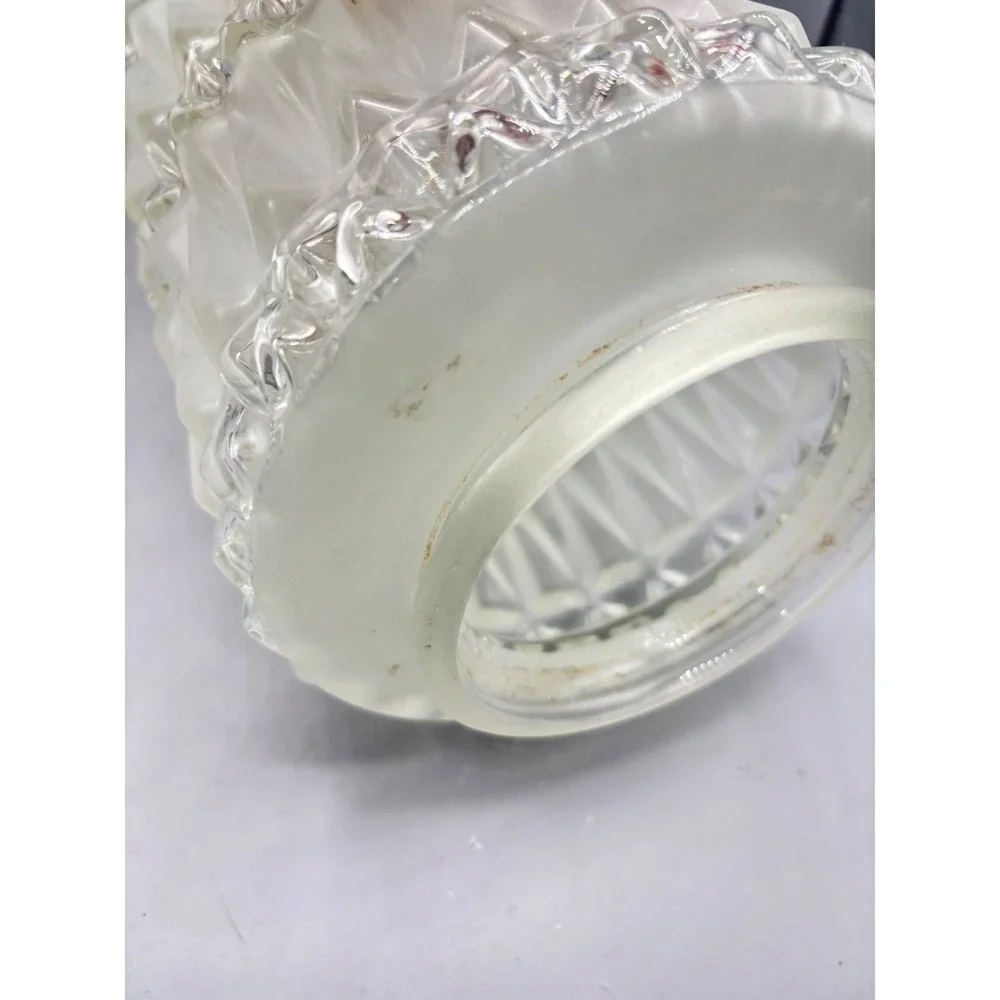 Vtg‎ Frosted Glass Cylinder Lamp Shade Diamond Prism Geometric 13.5 Inch